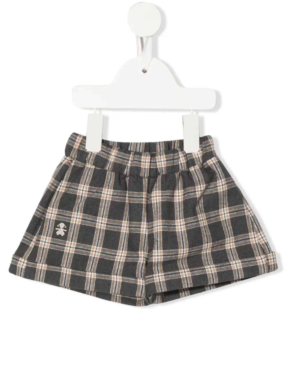 

Le Bebé Enfant shorts con estampado de cuadros y logo bordado - Gris