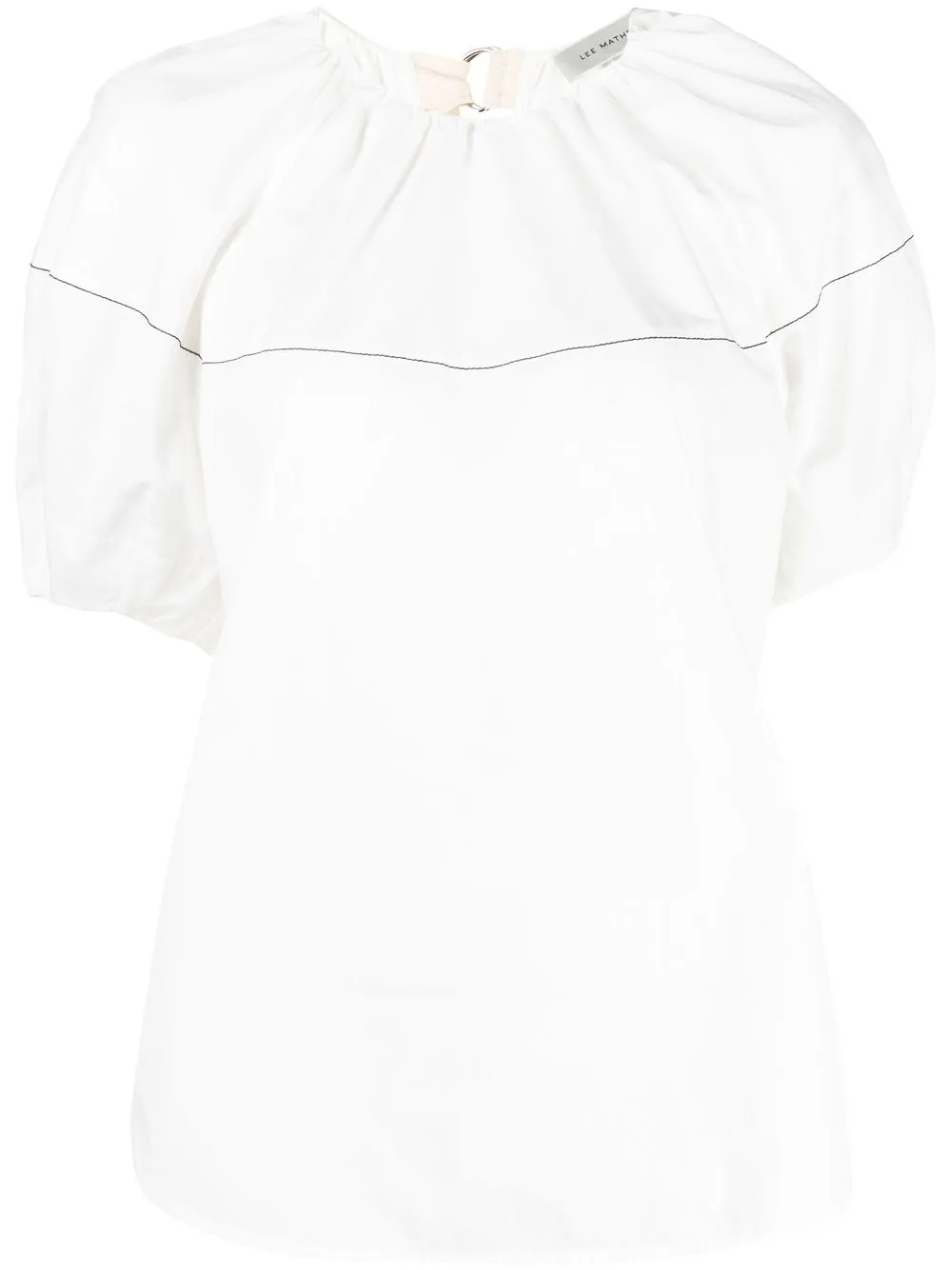 

Lee Mathews puff-sleeve round neck blouse - Blanco