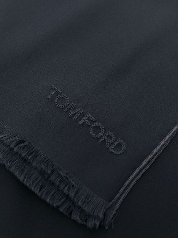 TOM FORD Frayed logo-embroidered Silk Scarf - Farfetch