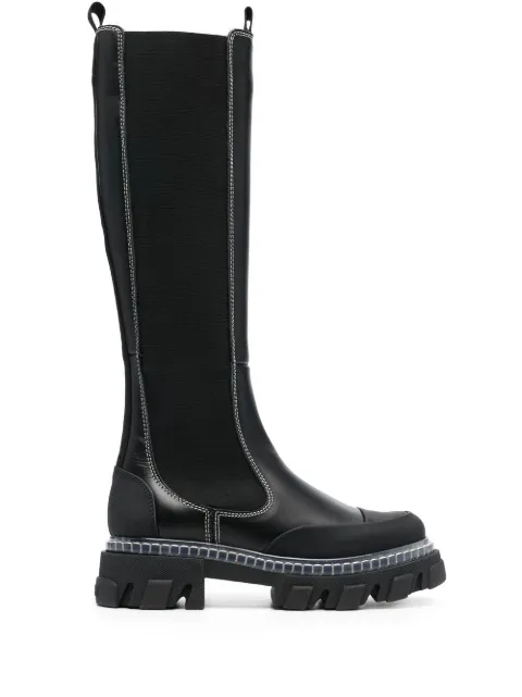 GANNI chunky knee-high leather boots