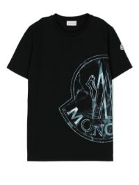 ＜Farfetch＞ Moncler Enfant モンクレール・アンファン ロゴ Tシャツ - ブラック画像