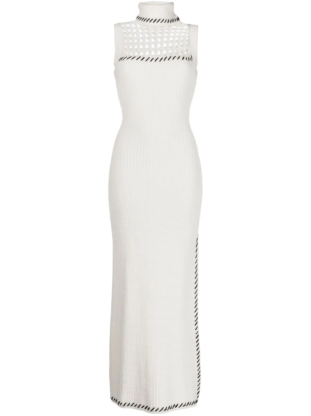 

STAUD contrast-stitch ribbed-knit dress - White