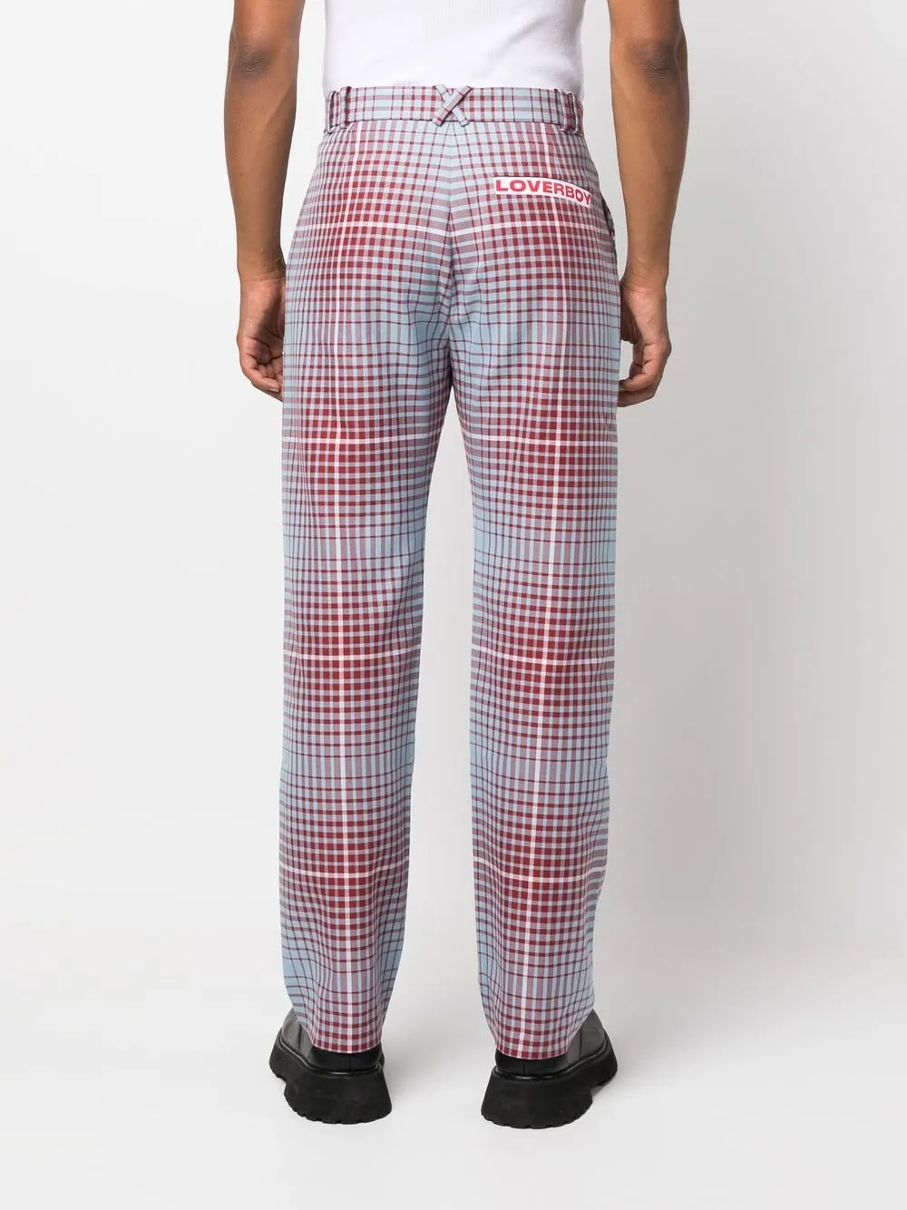 Shop Charles Jeffrey Loverboy Checked Tailored Trousers In Blue