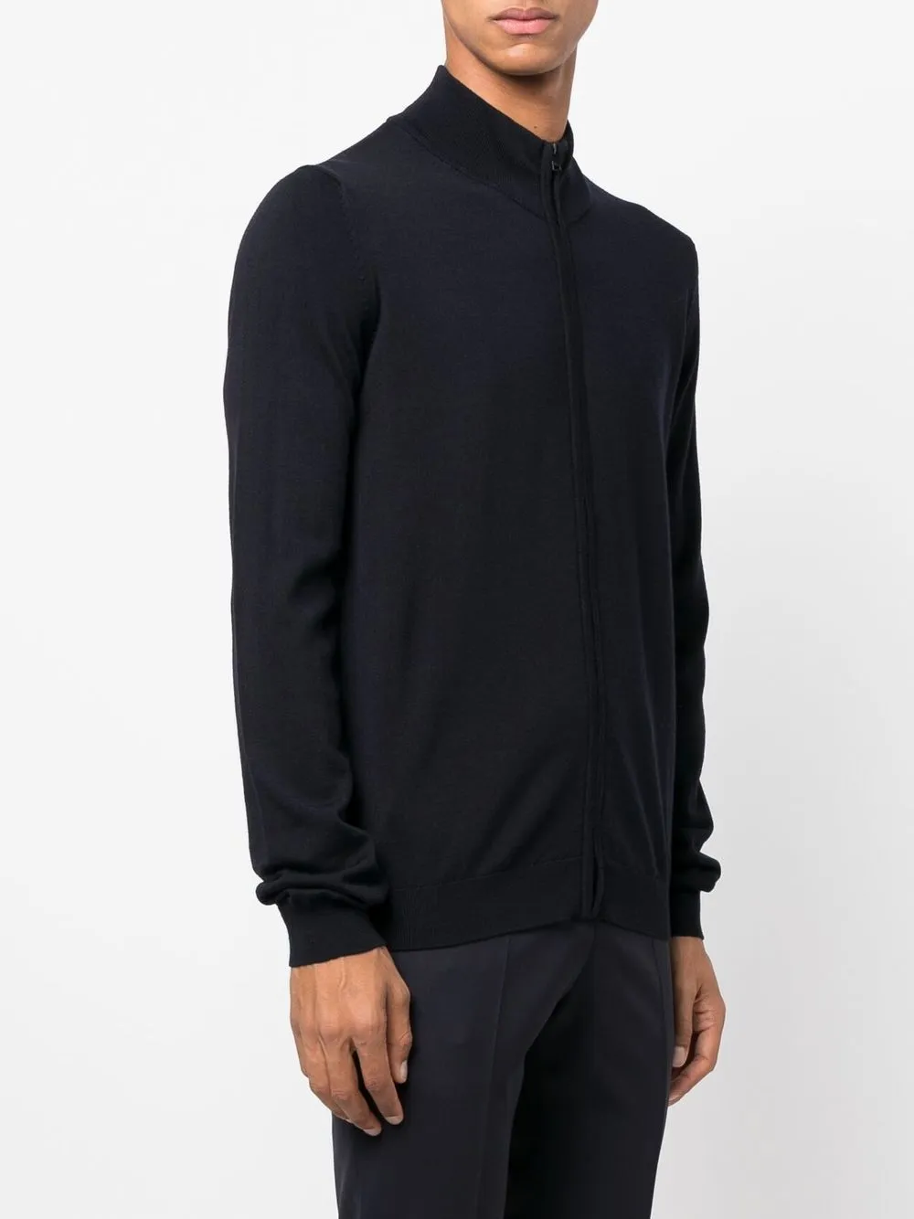  Hugo Gerippter Cardigan Mit Reißverschluss   Blau 