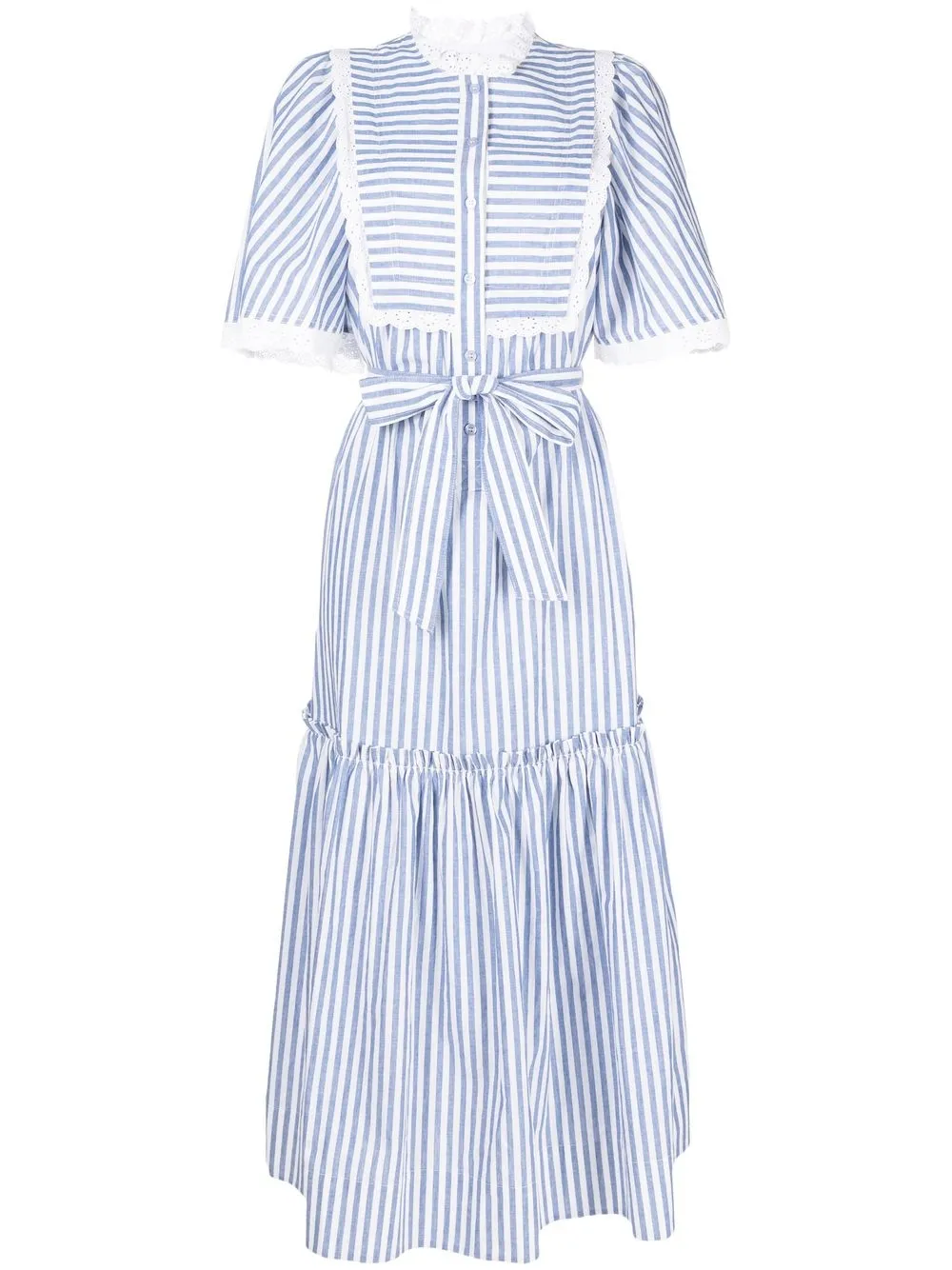 

Lee Mathews striped belted maxi dress - Blue