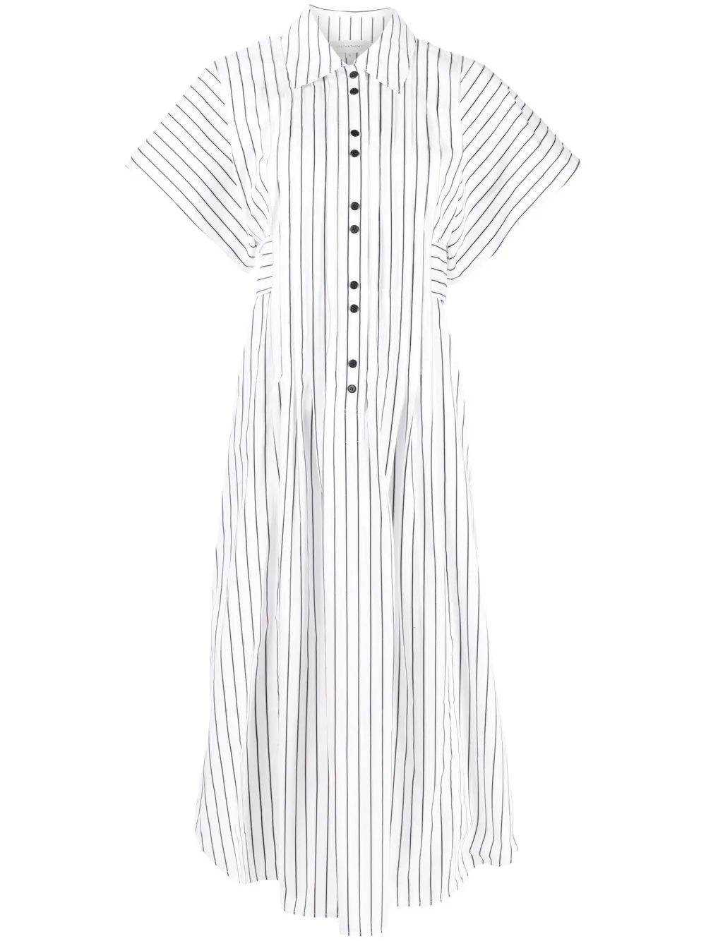 

Lee Mathews striped button-front shirt dress - White