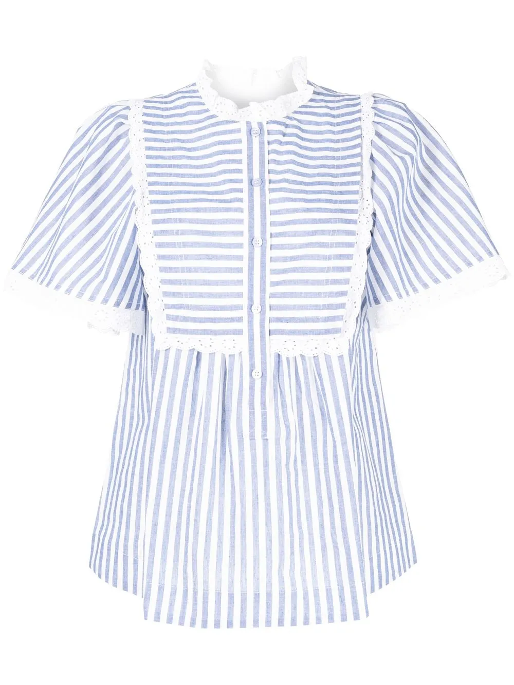 

Lee Mathews drape-sleeve striped blouse - Azul