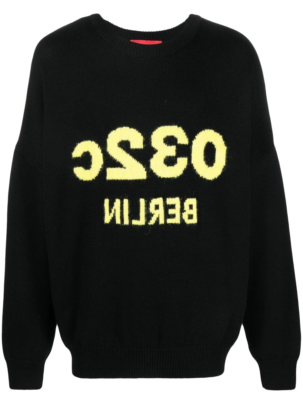 intarsia-knit logo crew-neck jumper