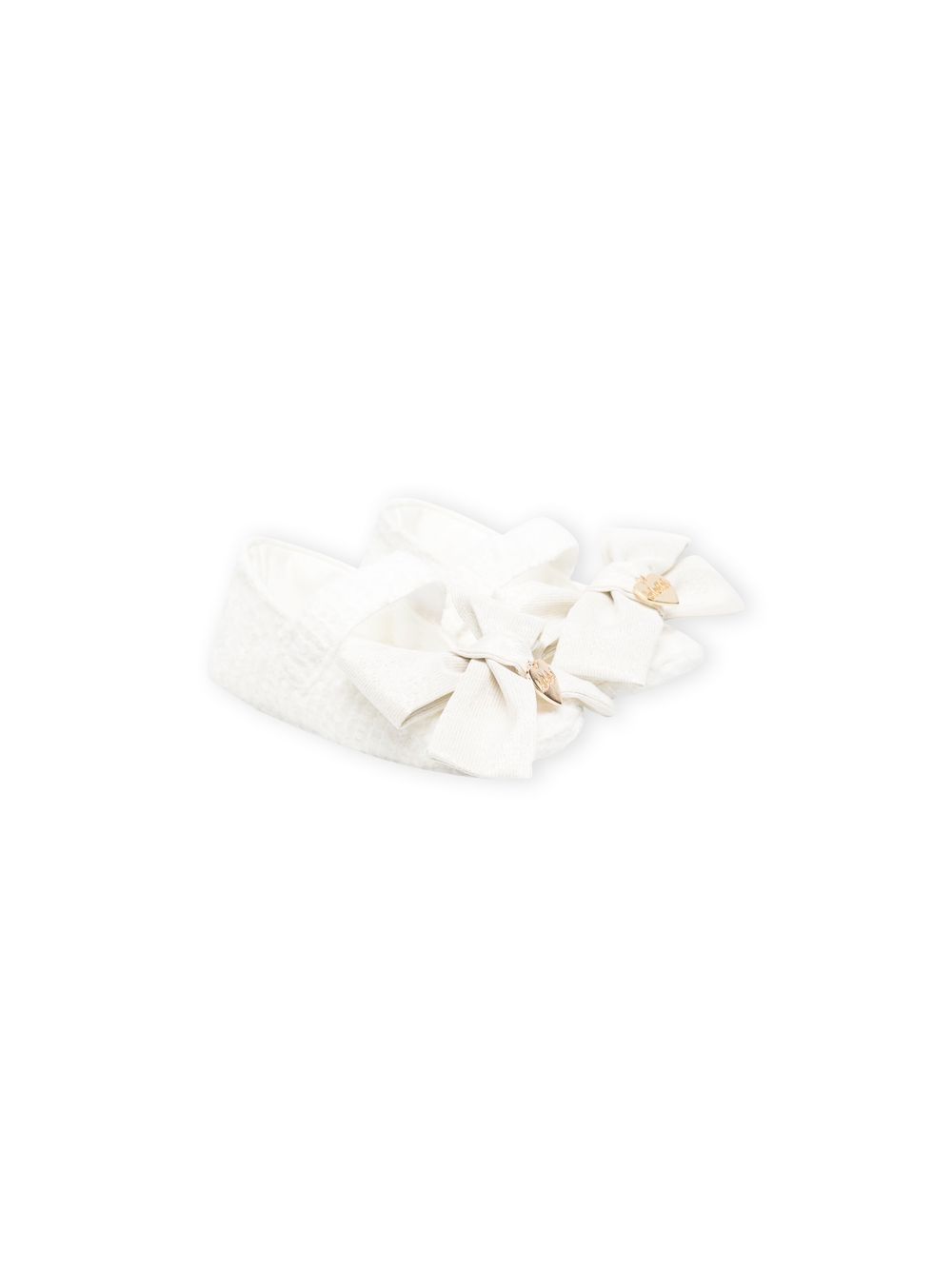 

Le Bebé Enfant bouclé bow-detail ballerina shoes - White