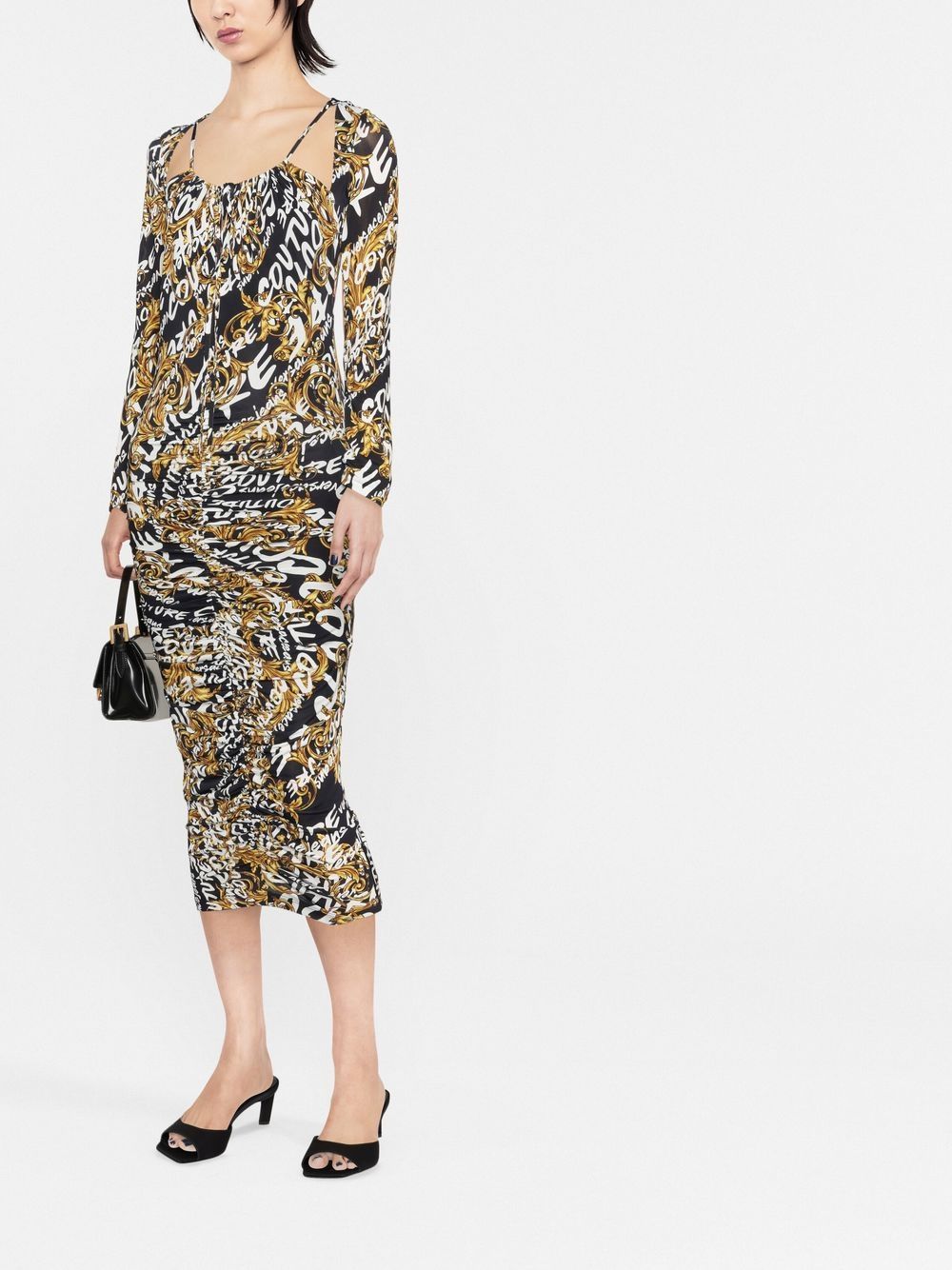 Versace Jeans Couture Midi-jurk met logoprint - Zwart