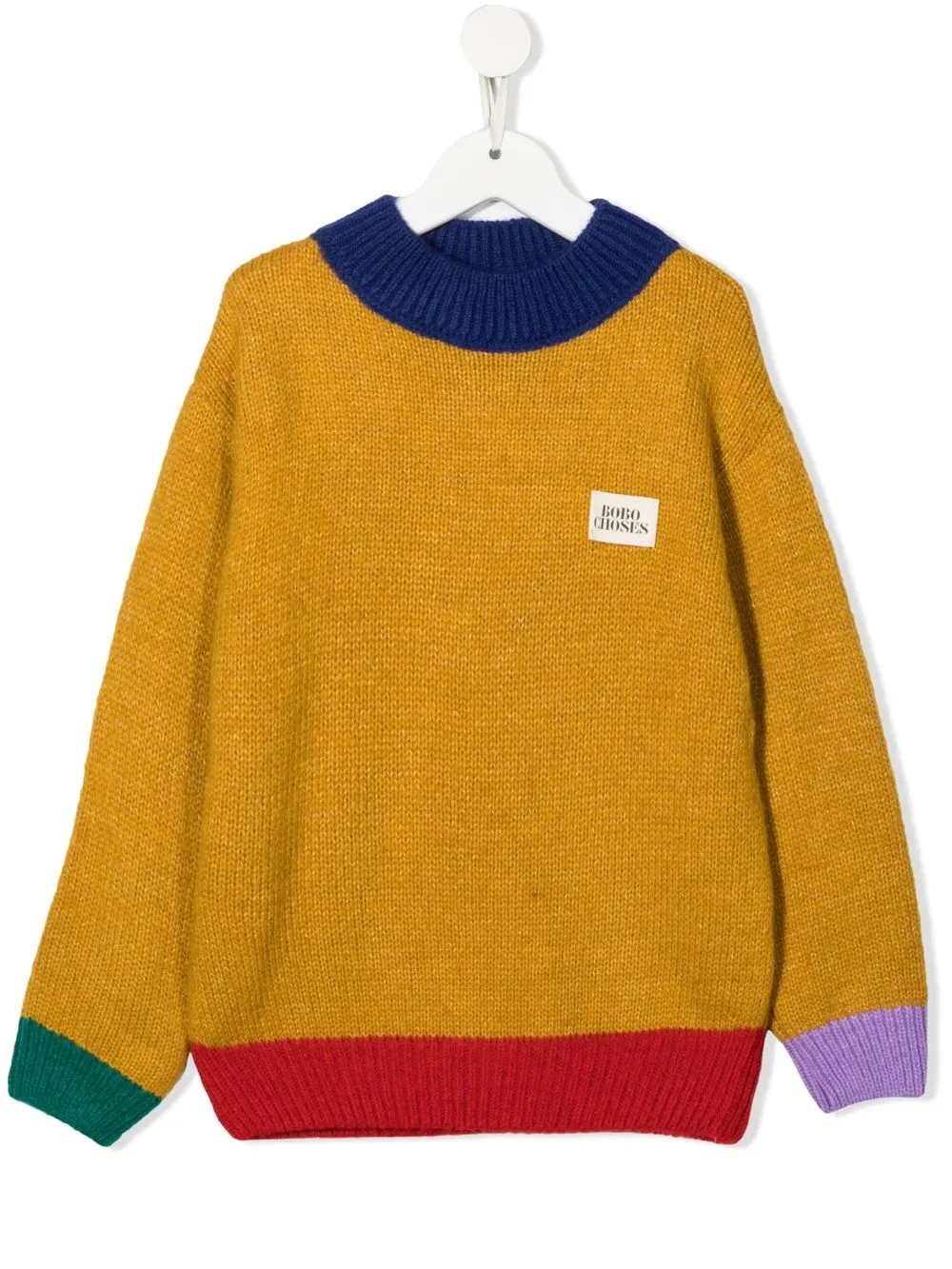 

Bobo Choses logo-patch colour-block jumper - Yellow