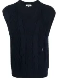 Sporty & Rich embroidered-logo cable-knit vest - Blue