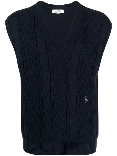 Sporty & Rich embroidered-logo cable-knit vest