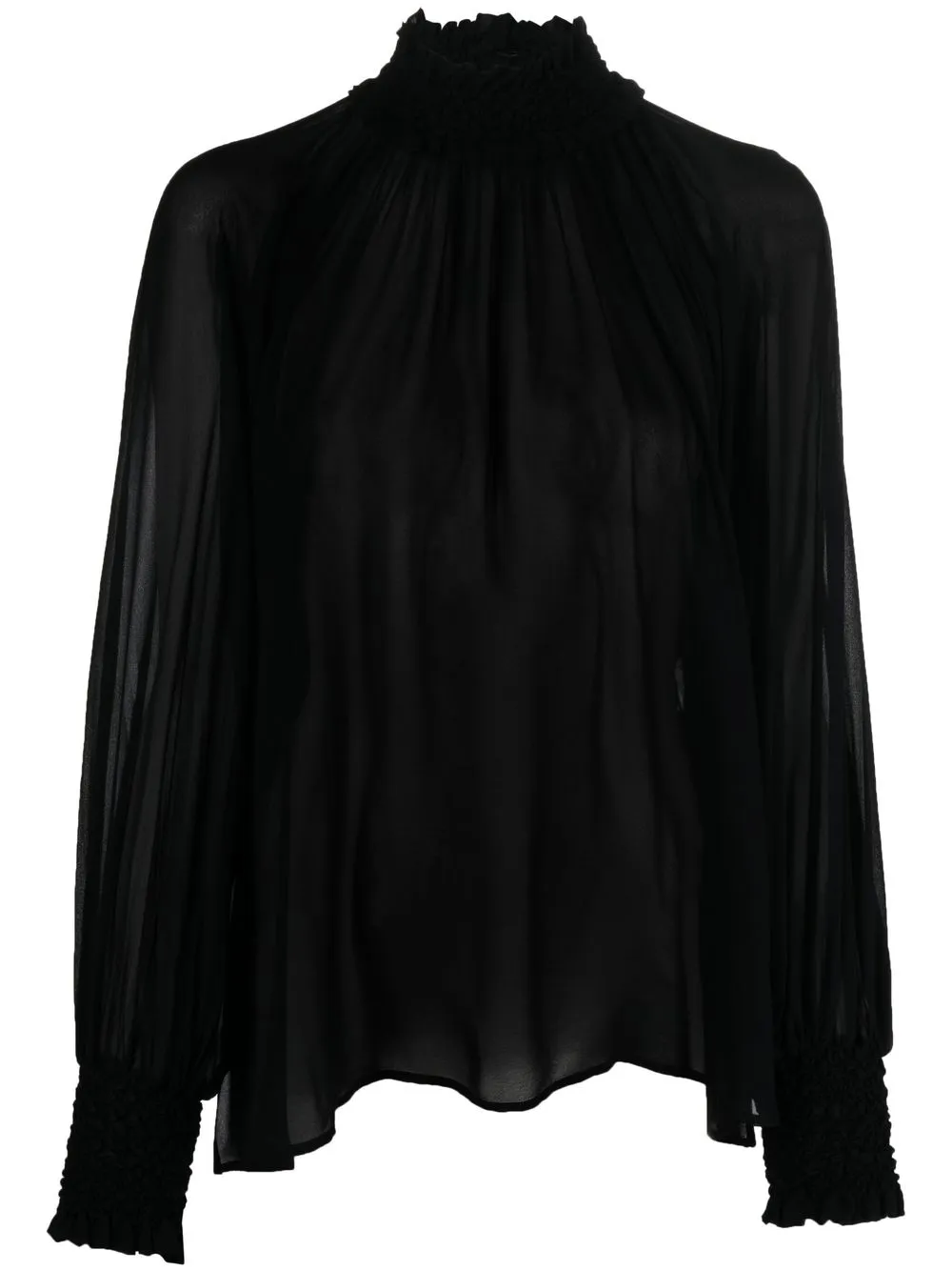 

DONDUP smocked-detail high-neck blouse - Black