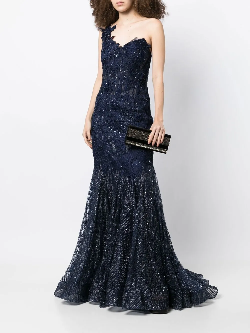 lace one shoulder gown