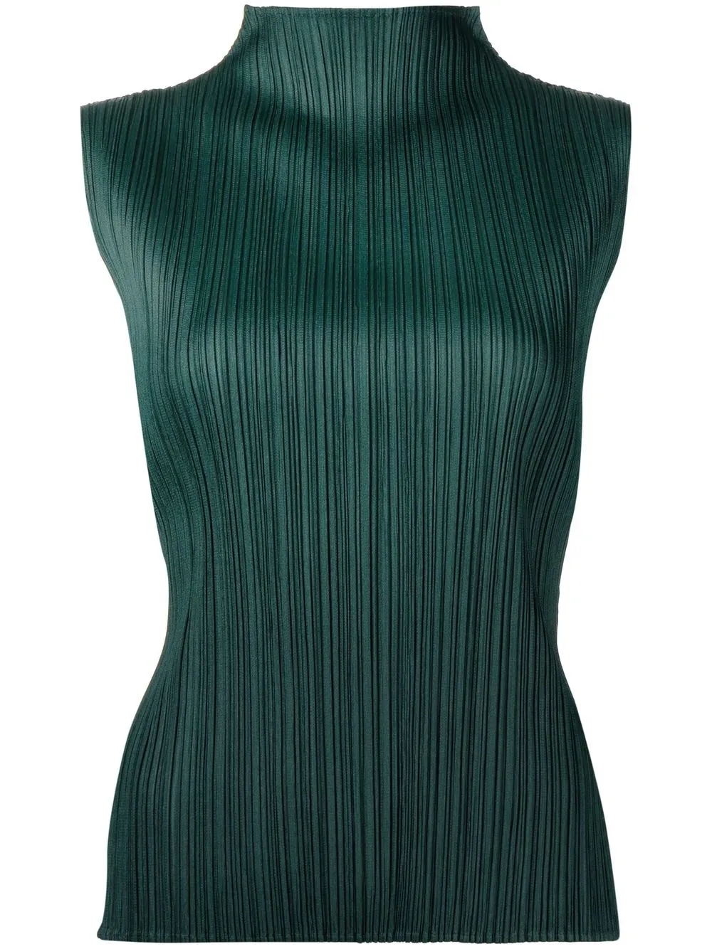 

Pleats Please Issey Miyake top plisado con cuello falso - Verde