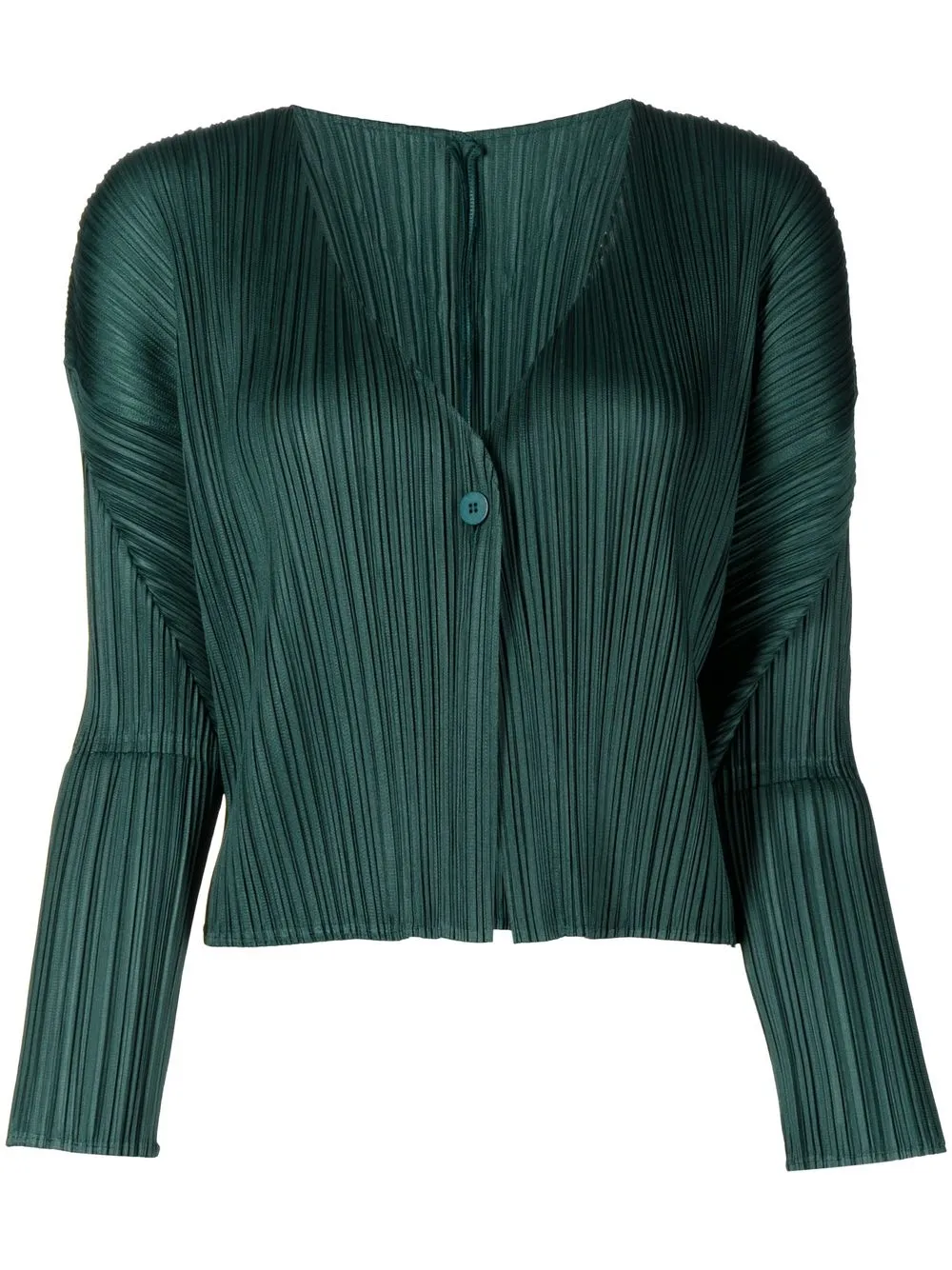 

Pleats Please Issey Miyake chamarra corta plisada - Verde