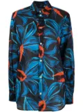 Louisa Ballou Night Blooming Flower-print cotton shirt - Blue