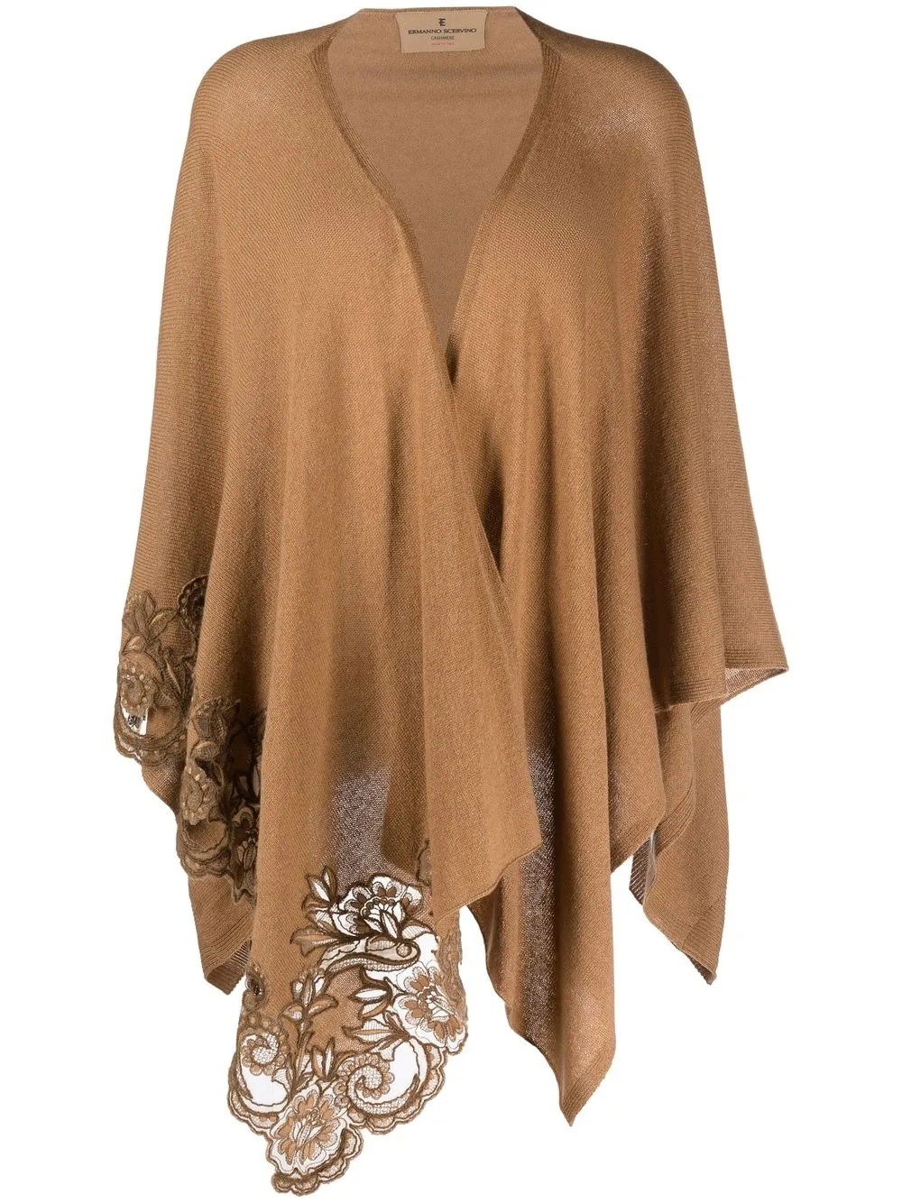 

Ermanno Scervino lace-detailed cape cardigan - Brown