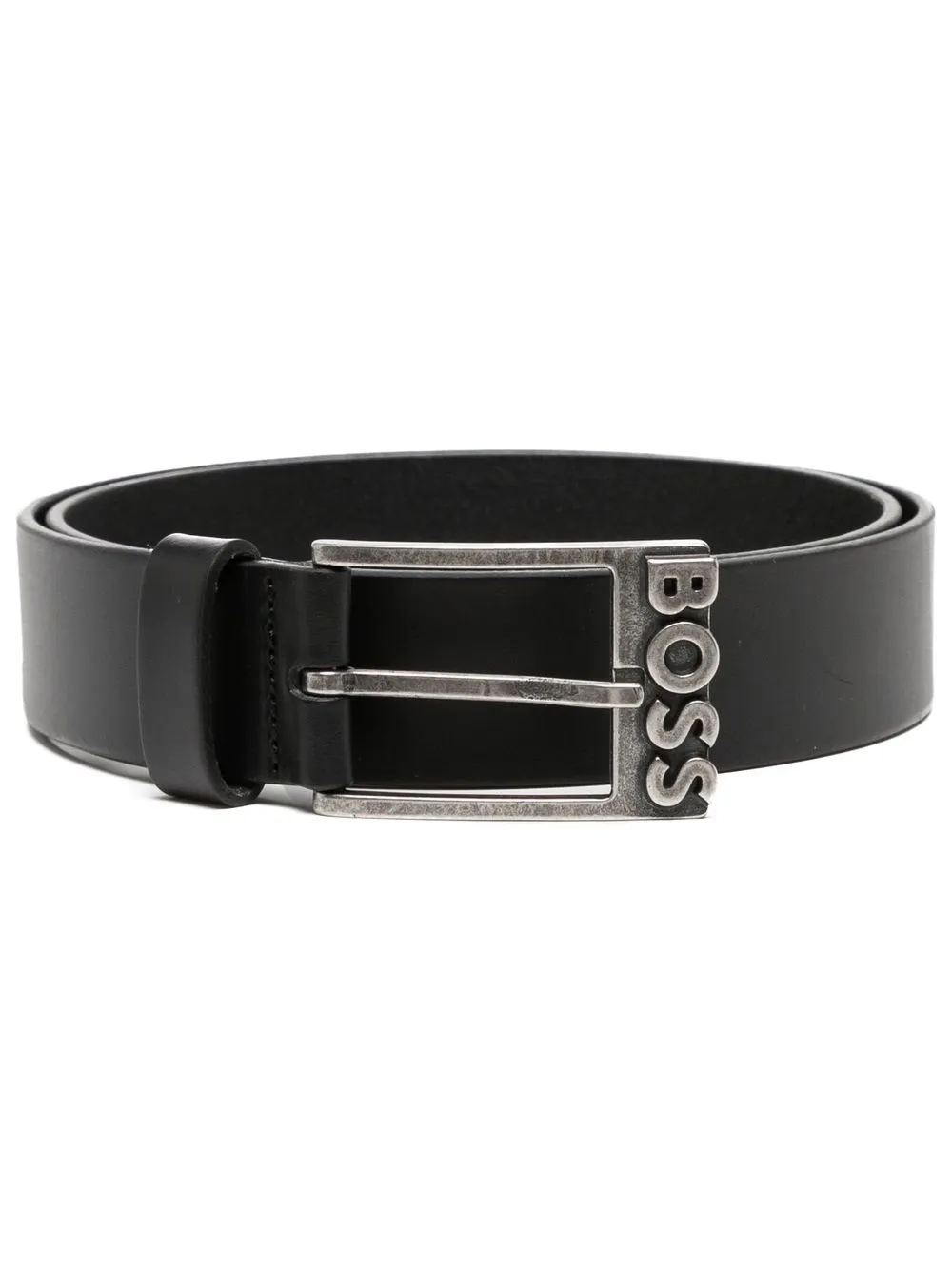 

BOSS logo-buckle leather belt - Black