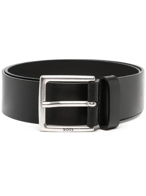 BOSS Cinto de couro com fivela quadrada