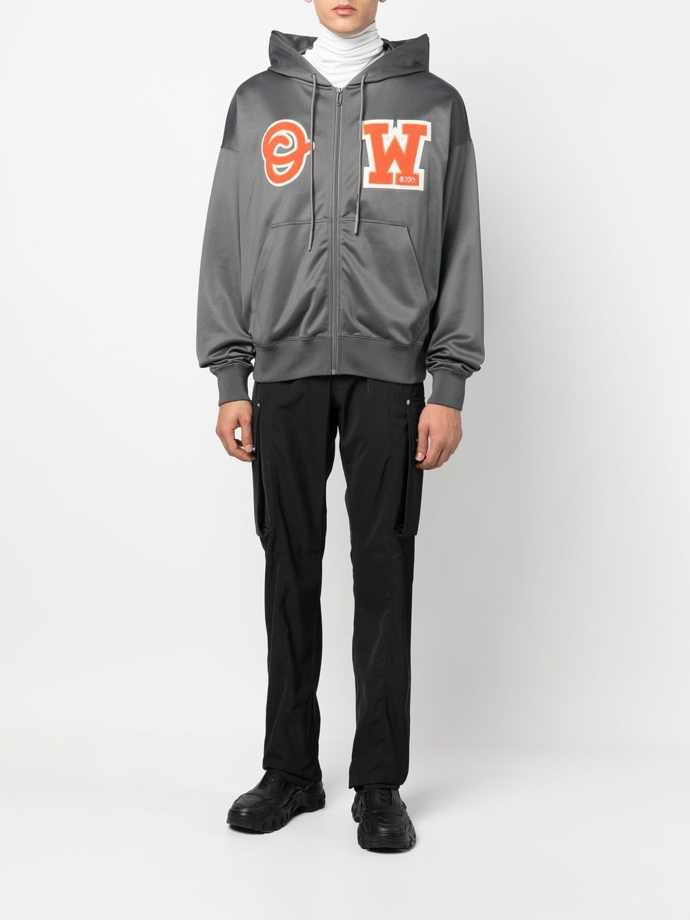 Off-White Hoodie met logopatch - Grijs