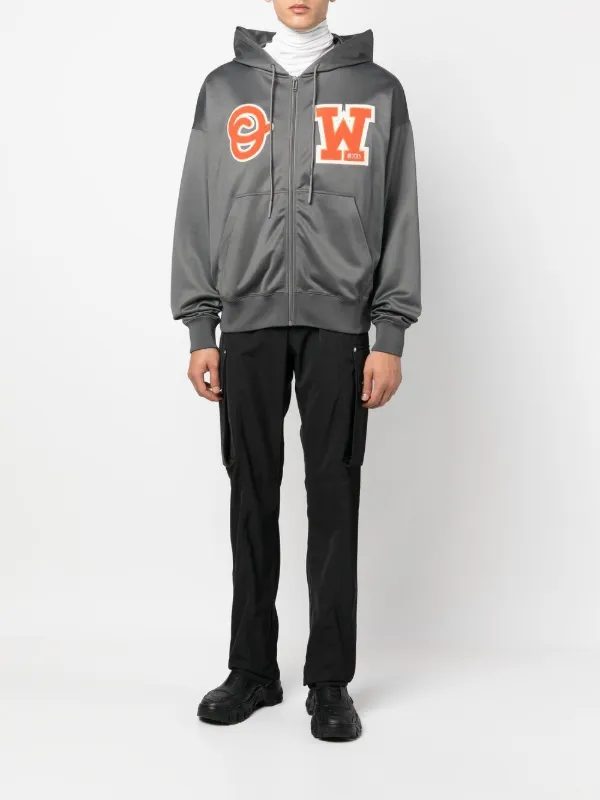 Off white outlet patch zip hoodie