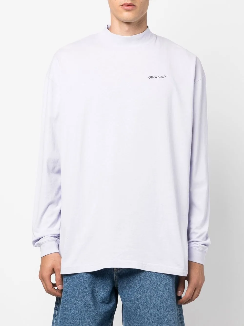 Off White T Shirt Mit Stehkragen   Violett 