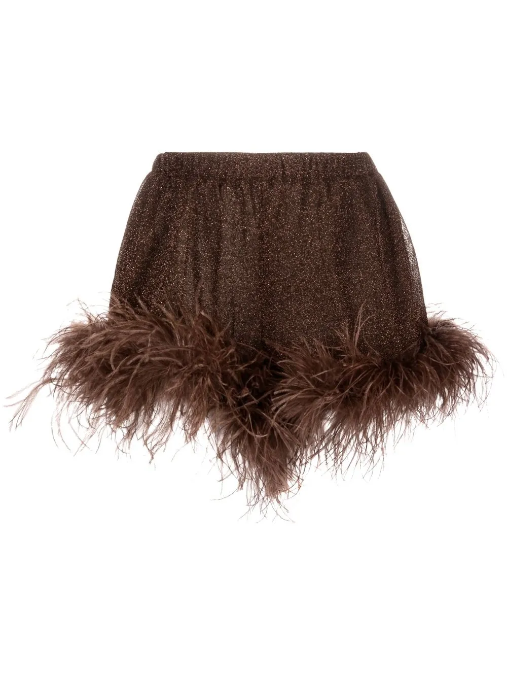 

Oséree Lumière feather-trim shorts - Brown