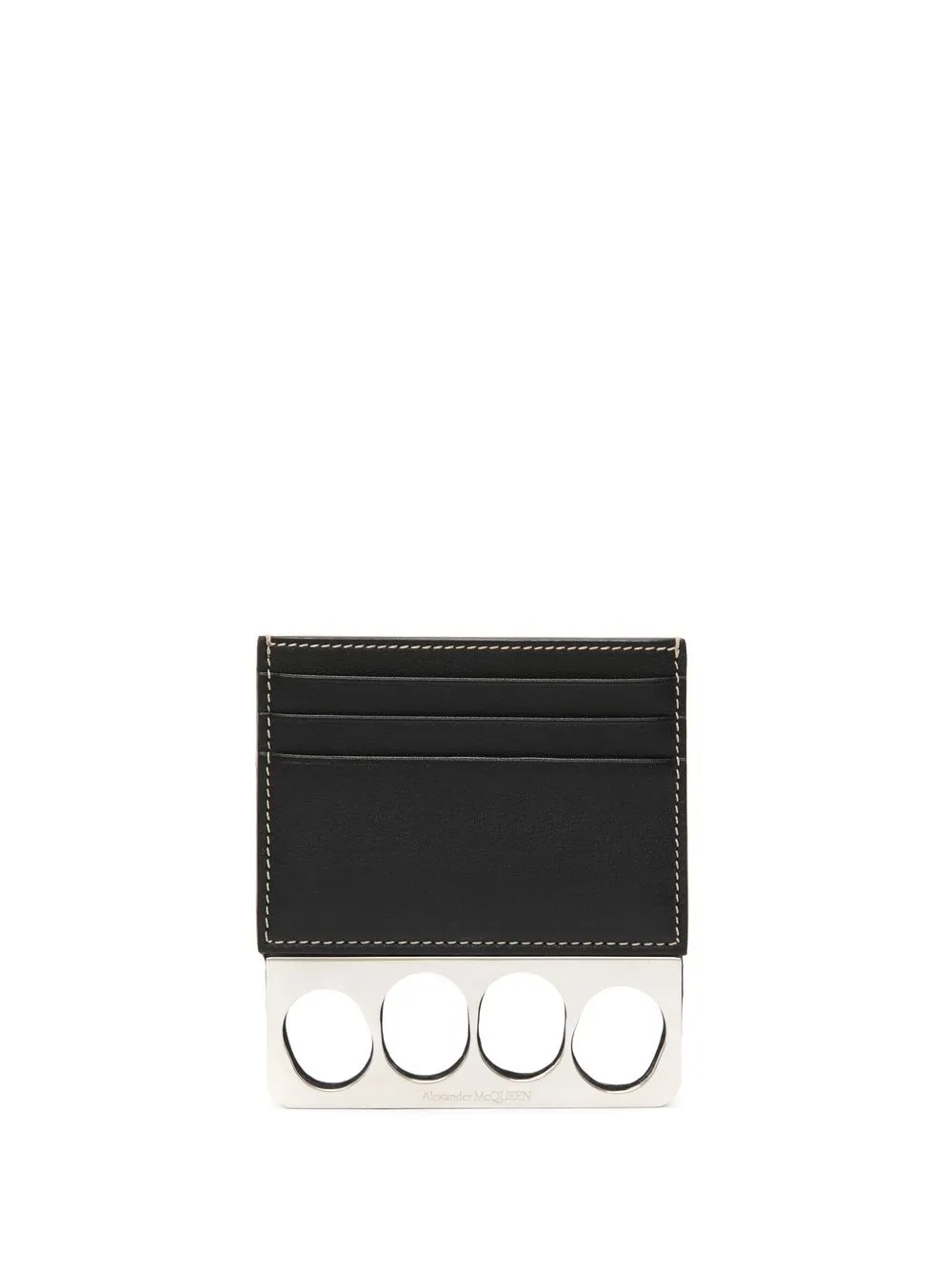 

Alexander McQueen logo-print leather card holder - Black