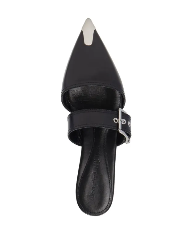 サンダル・ミュール Alexander Mcqueen Black Leather Mules Alexander McQueen レザーミュール | ブラック | FARFETCH JP