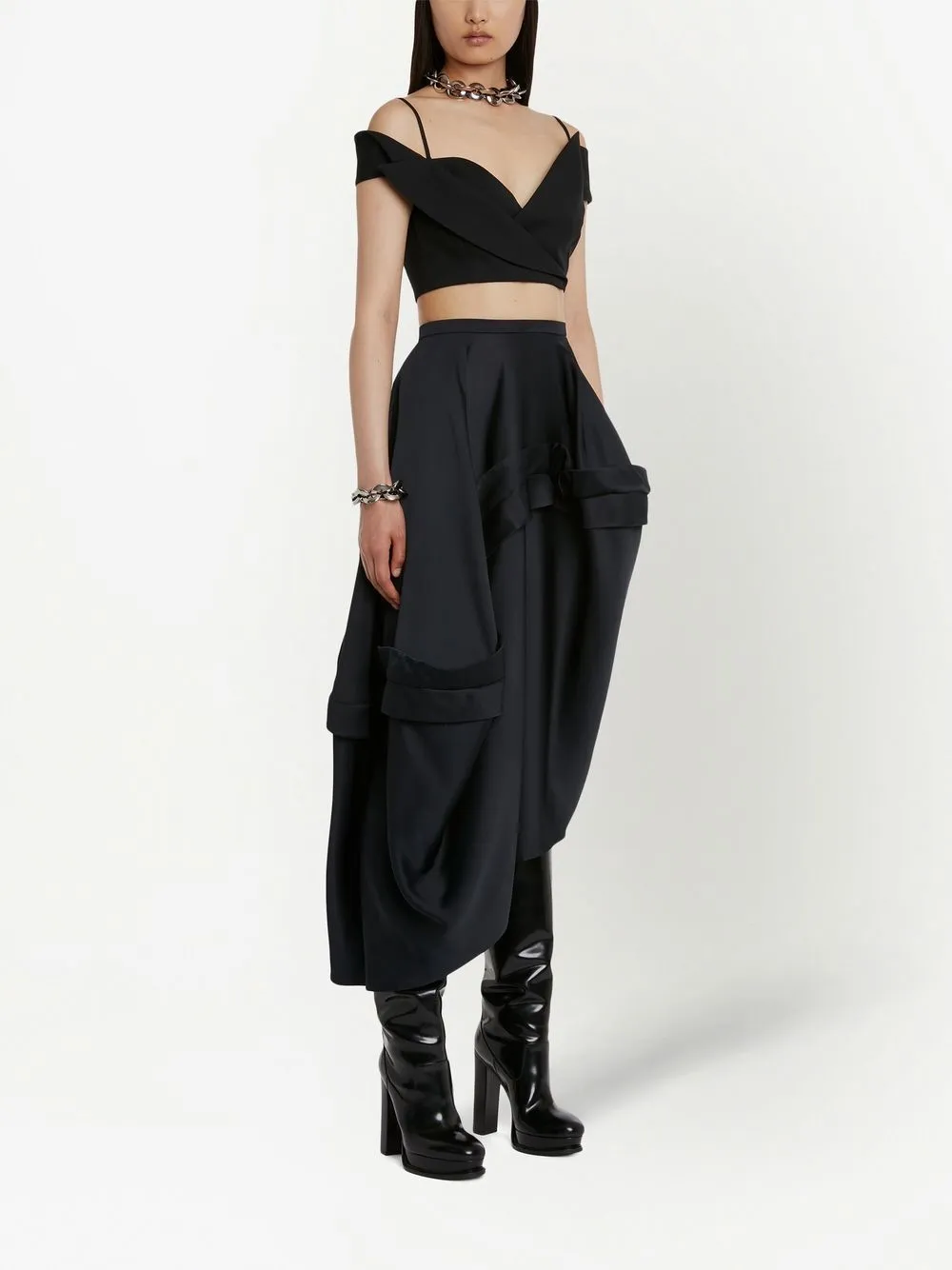 Alexander Mcqueen Trompe L'oeil Tailored Crop Top In Black