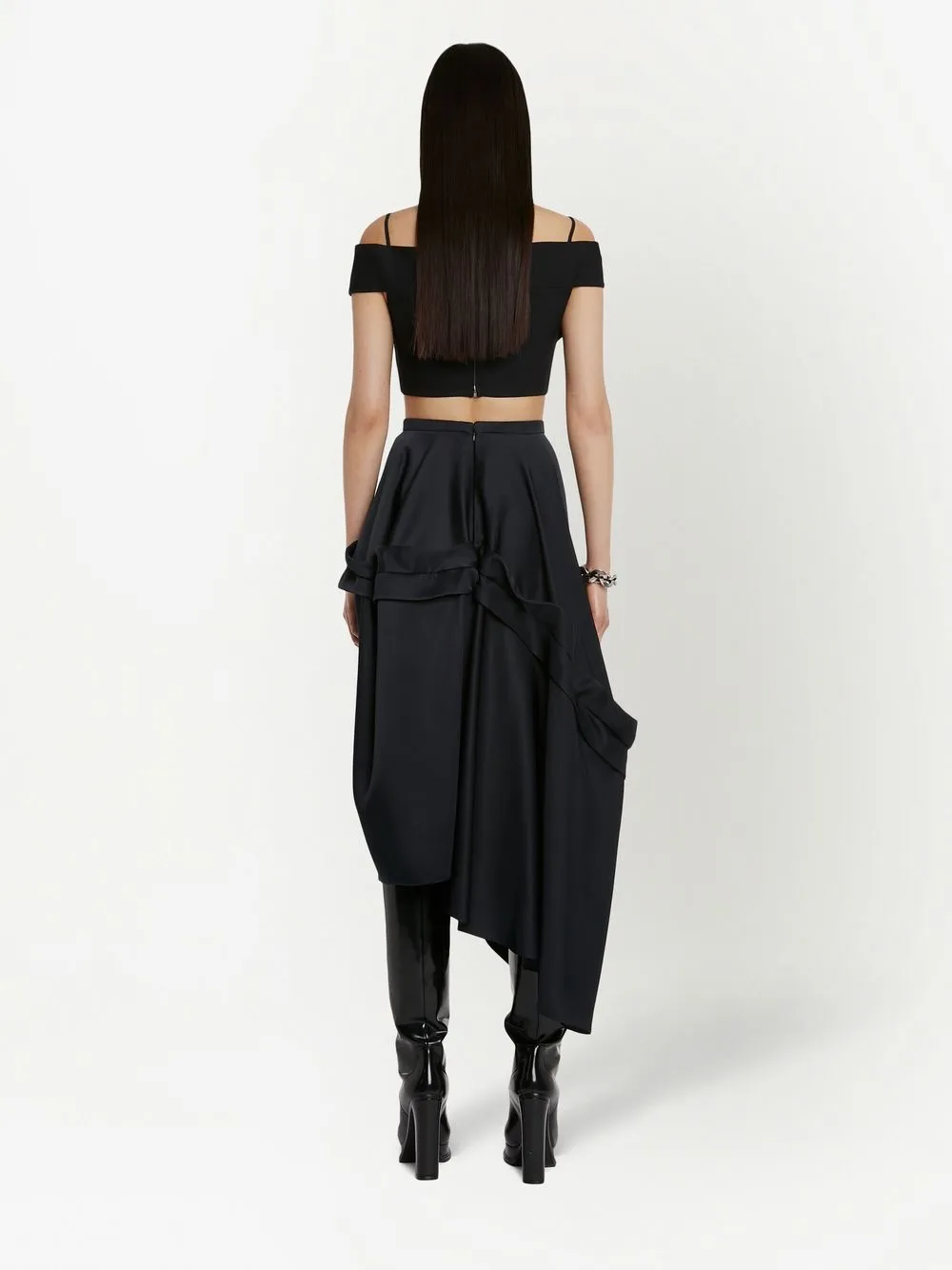 Alexander Mcqueen Trompe L'oeil Tailored Crop Top In Black