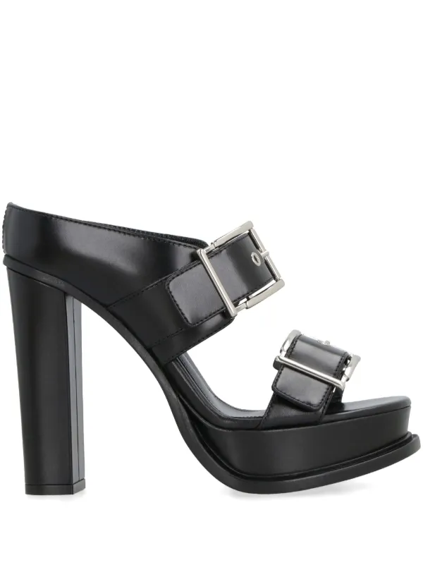 Alexander McQueen プラットフォーム レザーミュール | ブラック