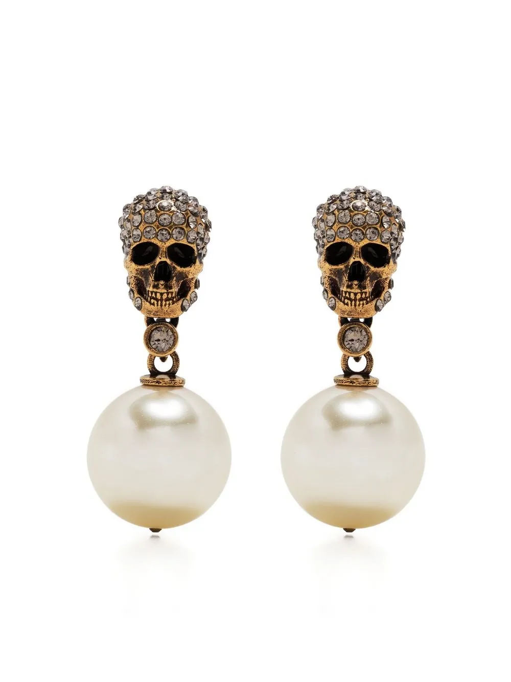 

Alexander McQueen pavé skull earrings - Gold