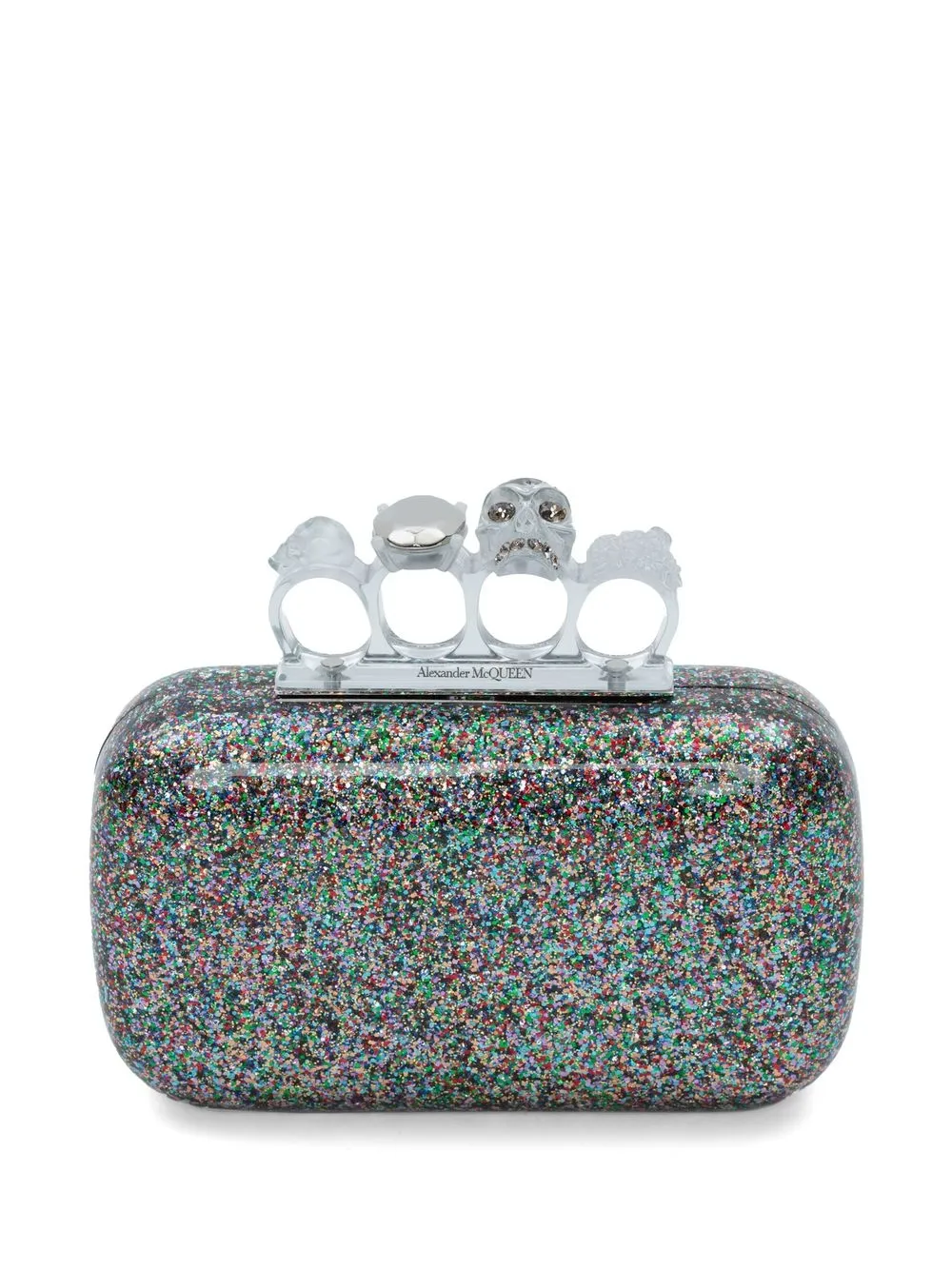 

Alexander McQueen Skull glitter-detail clutch bag - Grey