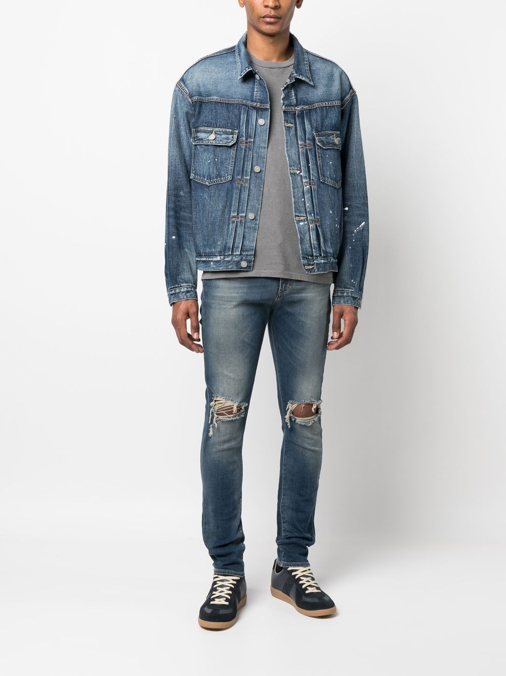 Represent Baggy Destroyer Denim Blue Jeans With Ripped Knees Detail ...