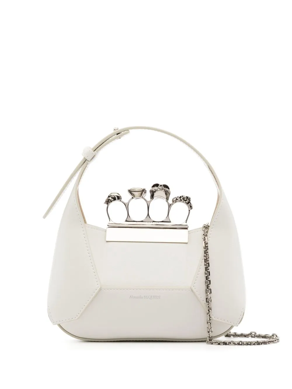

Alexander McQueen Jewelled Hobo leather mini bag - White