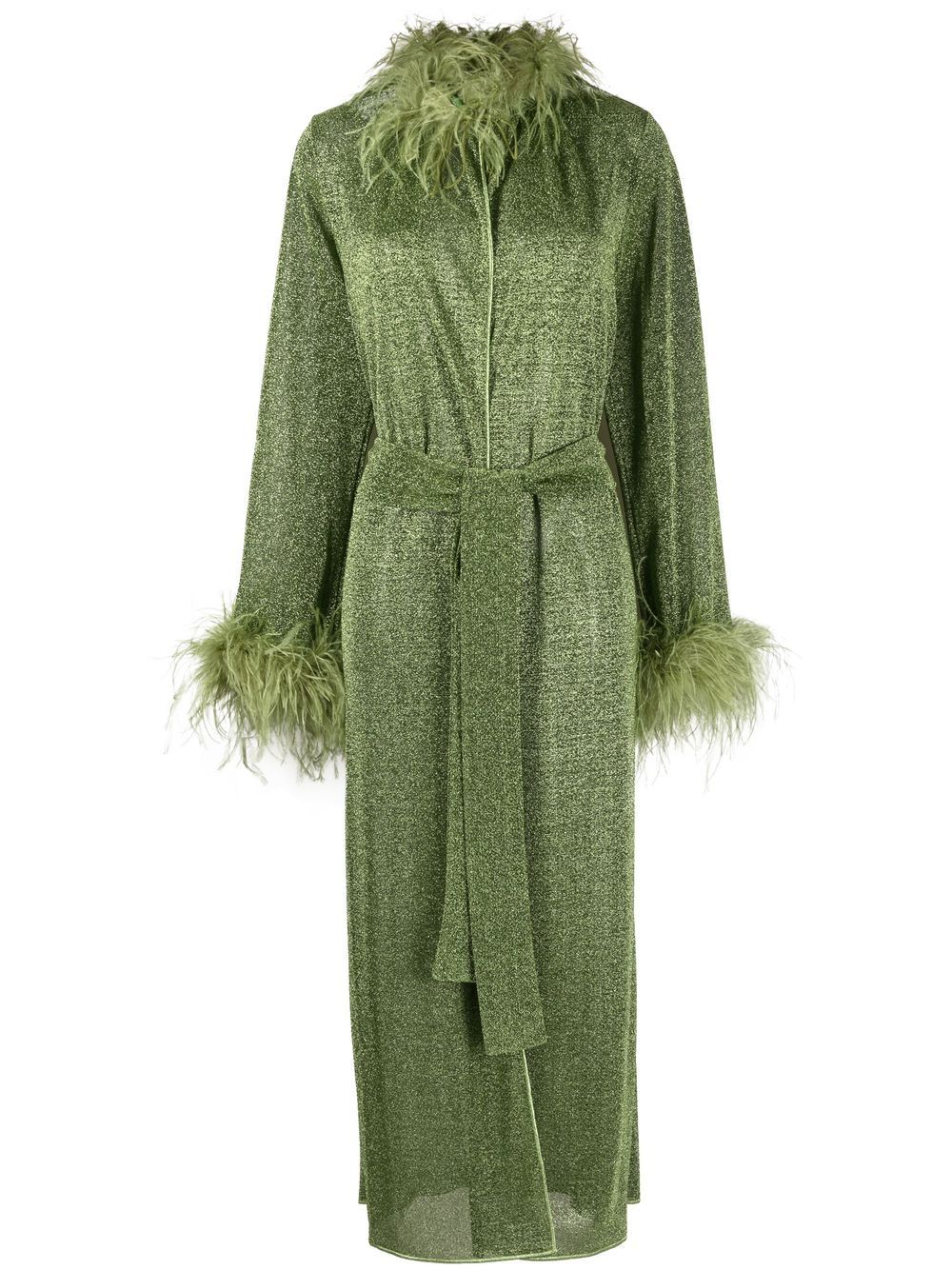 

Oséree Lumière feather-trim coat - Green