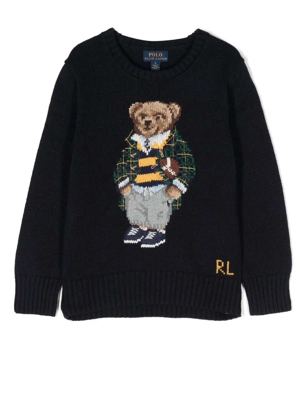 

Ralph Lauren Kids Polo Bear intarsia-knit jumper - Blue