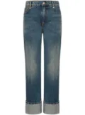 Alexander McQueen turn-up hem straight-leg jeans - Blue