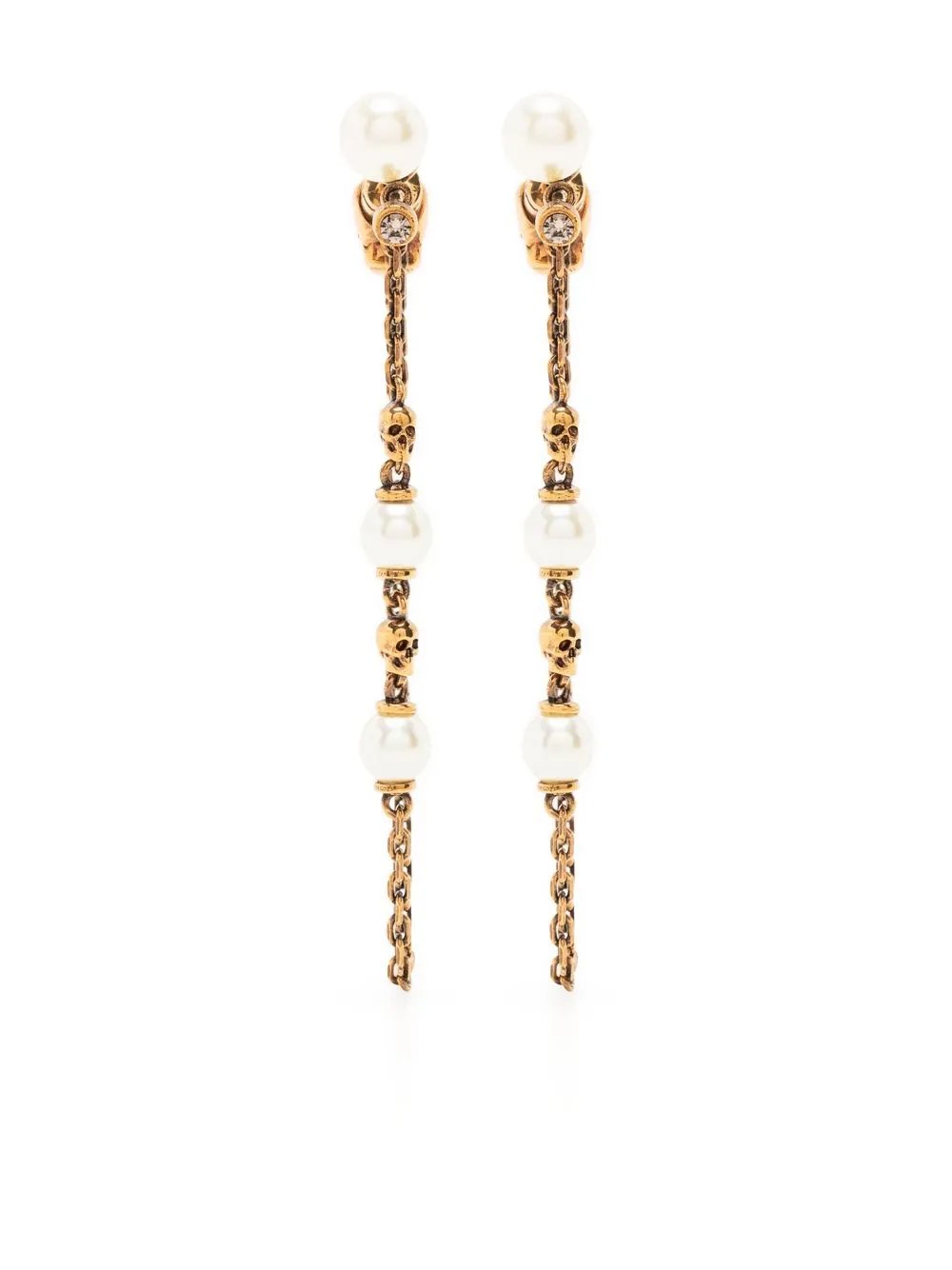 

Alexander McQueen skull chain drop earrings - Gold