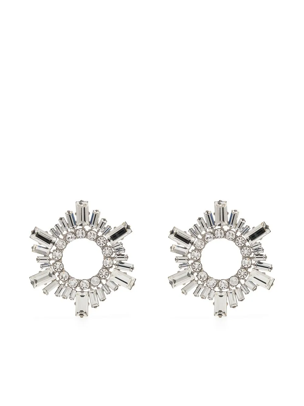 

Amina Muaddi aretes Begum con apliques de cristal - Plateado