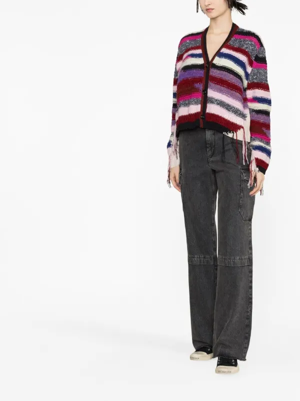 AMIRI ストライプカーディガン AMIRI ストライプ カーディガン | パープル | FARFETCH JP
