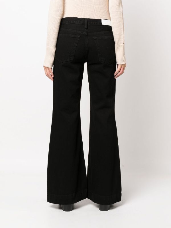 Mid Rise Flared Jeans - Black