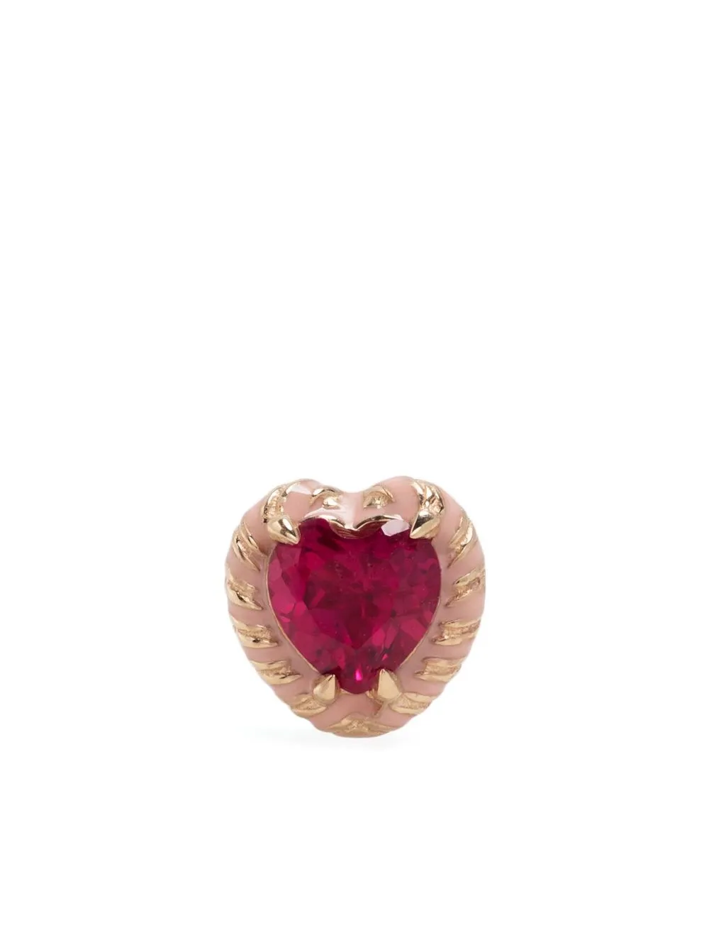 

Alison Lou 14kt yellow gold Cocktail Streamer ruby and enamel stud earring