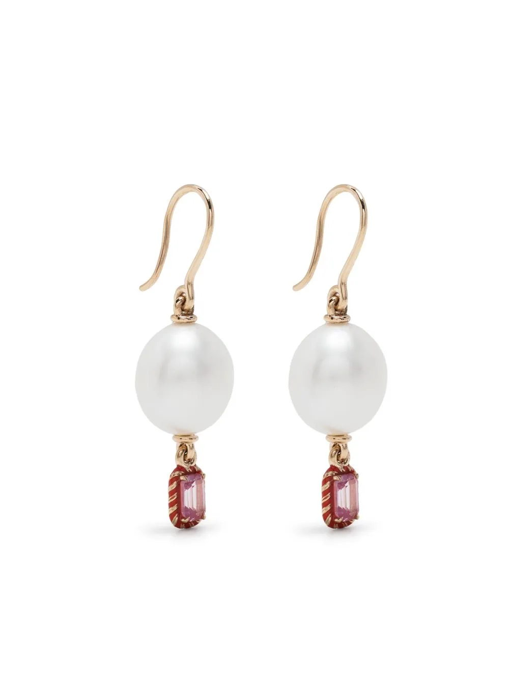 

Alison Lou 14kt yellow gold pearl and sapphire drop earring