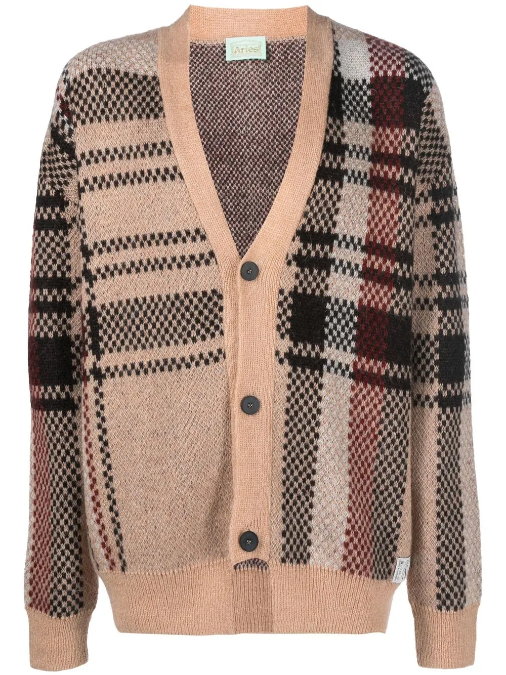 

Aries Johnny check-print cardigan - Neutrals