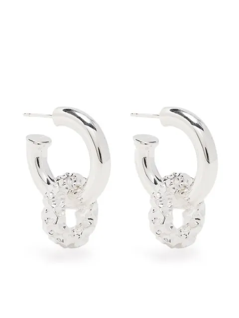 RAGBAG STUDIO hammered drop hoop earrings