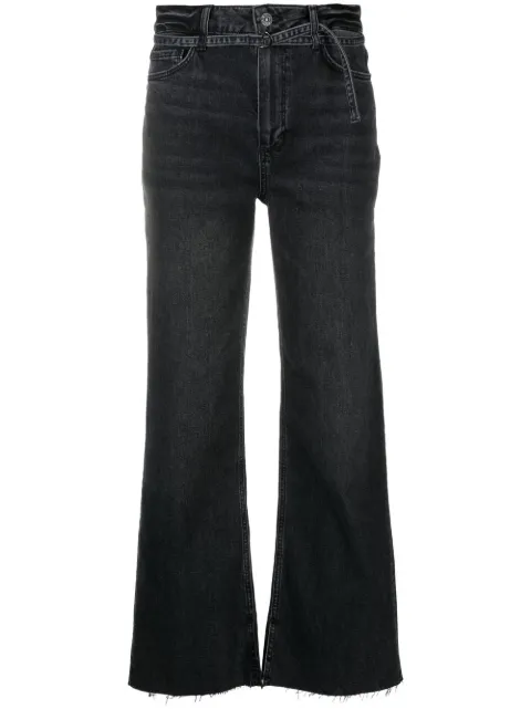 wide-leg raw cut jeans